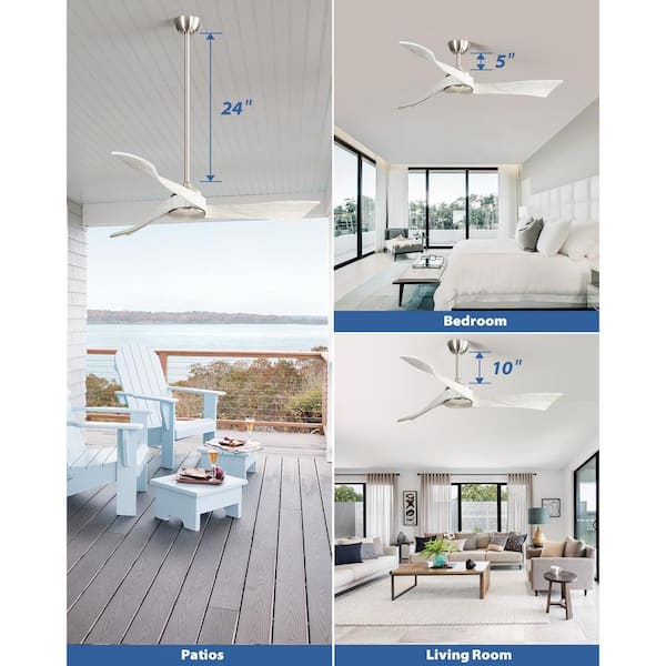 Sofucor 52 in. Indoor/Outdoor 6 Fan Speeds Ceiling Fan in Brushed