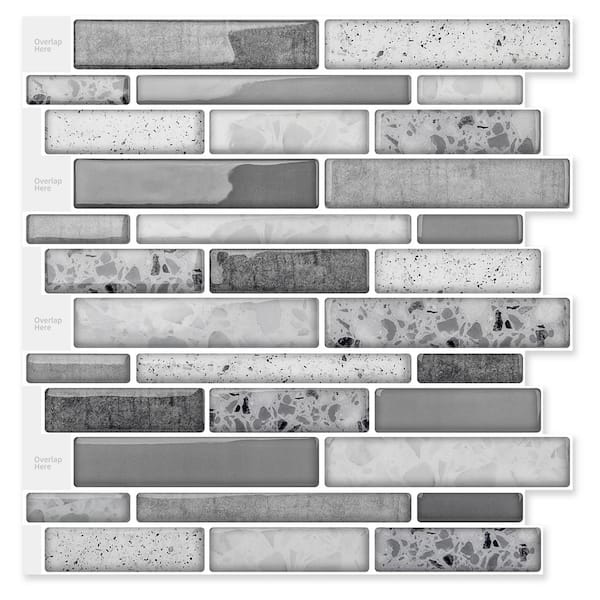 Art3d Gray 12 in. x 12 in. Vinyl Peel and Stick Tile Backsplash Tile Mosaic for Kitchen Wall Decoration (10 sq.ft./pack)