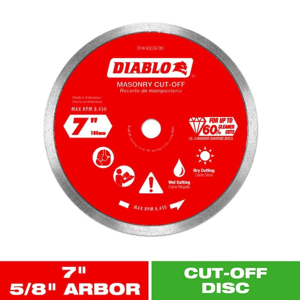 7 in. Diamond Continuous Rim Cut-Off Discs for Masonry
