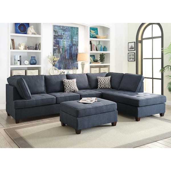 L Shaped Sectional Sofa With Wood Legs, Poundex Furniture Quality