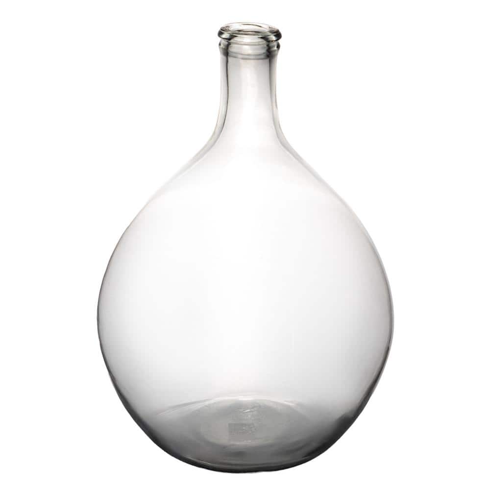 Large Clear Glass Decorative Bottle with High Neck