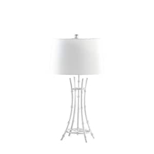 29.25 in. Kiara Modern Satin Silver Bamboo Metal Table Lamp