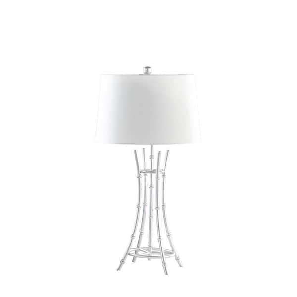 ORE International 29.25 in. Kiara Modern Satin Silver Bamboo Metal Table Lamp