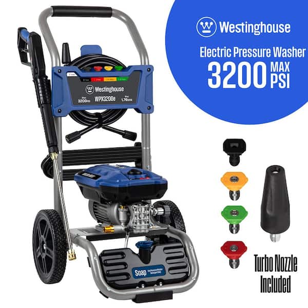 3200 PSI 1.76 GPM 13 Amp Cold Water Electric Powered Pressure Washer with Turbo Nozzle and 5 Quick Connect Tips