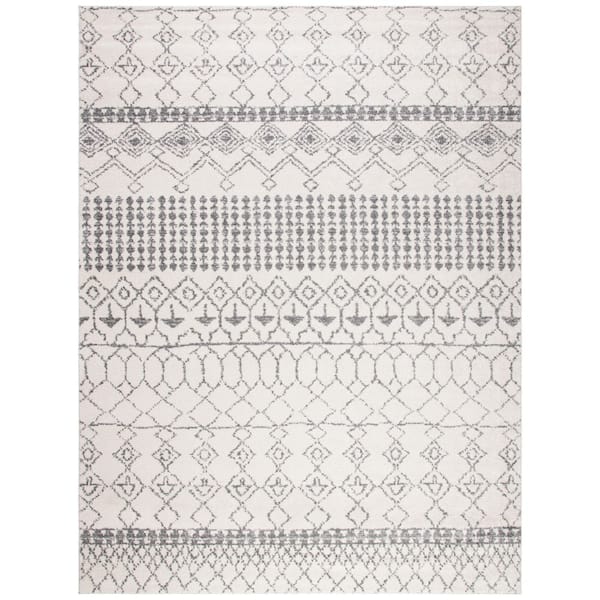 Tulum 12 ft. x 18 ft. Ivory/Gray Diamond Tribal Area Rug