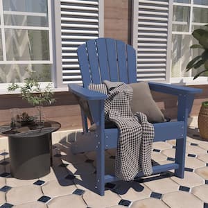 Classic Blue Patio Plastic Adirondack Chair with Wide Back