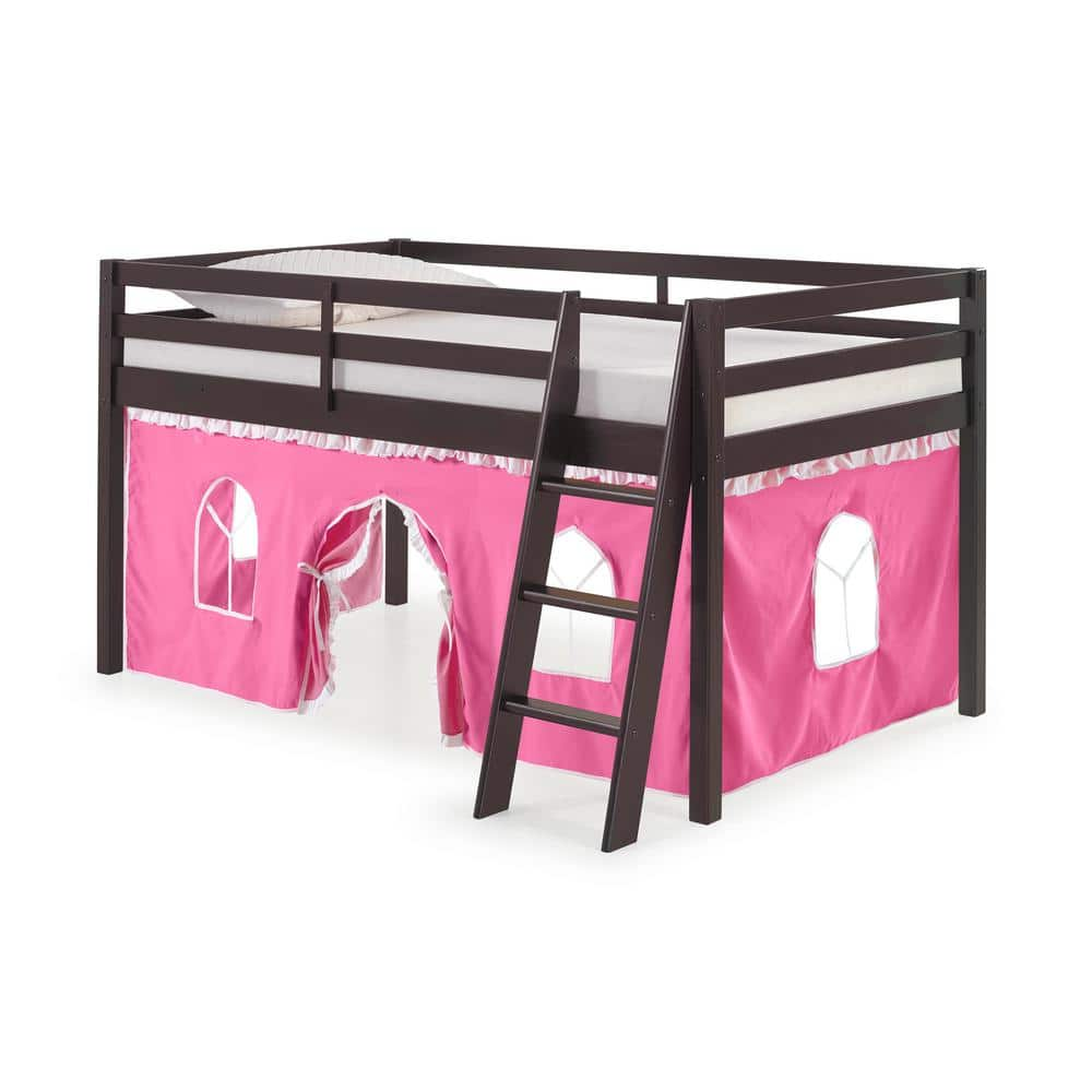 Alaterre Furniture Roxy Espresso with Pink and White Bottom Tent Twin  Junior Loft AJRX10P0ATPWH - The Home Depot