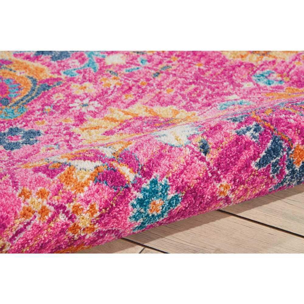 Fuchsia Floral Rectangular Synthetic Area Rug 6'7" x 9'6"