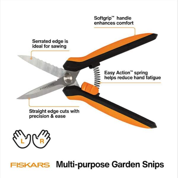 Stainless Steel Blade Multi Purpose Garden Snip 8 in. Pruning Shears