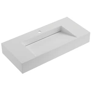 40 in. Wall-Mount or Countertop Bathroom with Wedge Bowl Solid Surface in Matte White