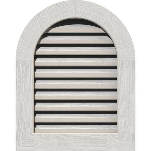 Ekena Millwork 41 in. x 37 in. Round Top Primed Rough Sawn Western Red Cedar Wood Built-in Screen Gable Louver Vent