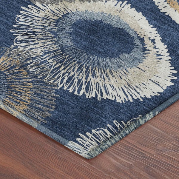 Mayfield Premium Machine Washable Abstract AMF2278 Navy 2 ft. x 3 ft. Accent Rug