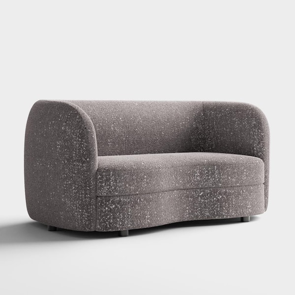 Julia 63.75 in. Gray Boucle Polyester Fabric 2-Seater Modern Curved Loveseat With Pocket Coil Cushions