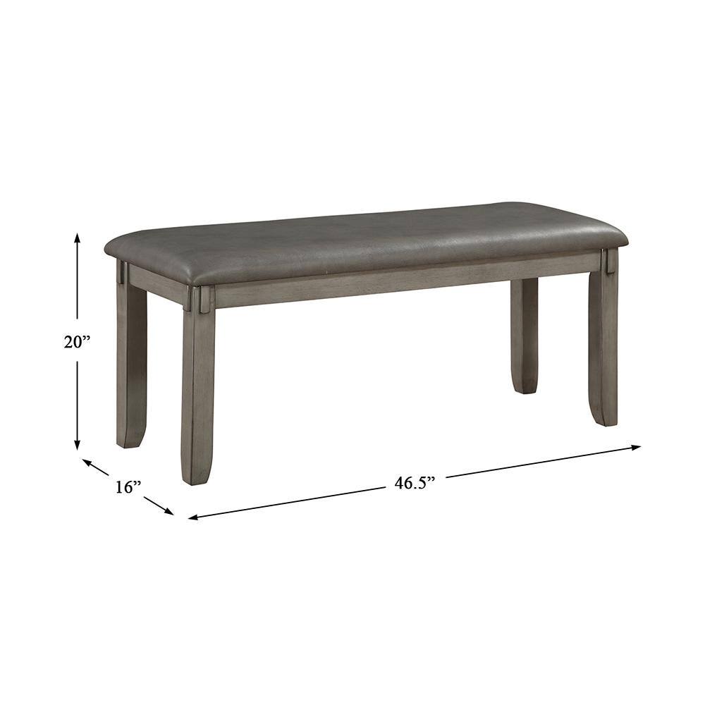 Transitional Gray 6-Piece Dining Set with Upholstered Chairs and Bench