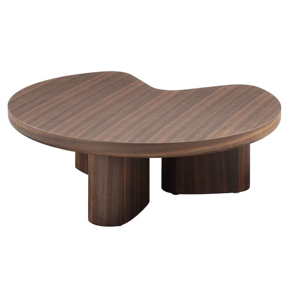 Acme Furniture Curate 35 in. Smoked Oak Kidney-Shaped Wood Coffee