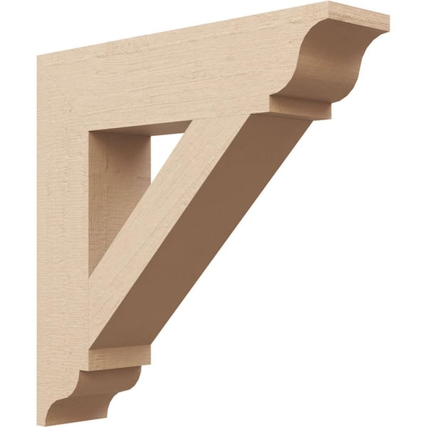 Ekena Millwork 3.5 in. x 16 in. x 16 in. Traditional Traditional Rough Cedar Woodgrain Timberthane Polyurethane Bracket, Primed Tan