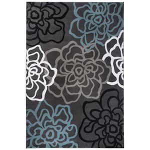 Contemporary Floral Dark Gray Indoor 10 ft. x 14 ft. Area Rug