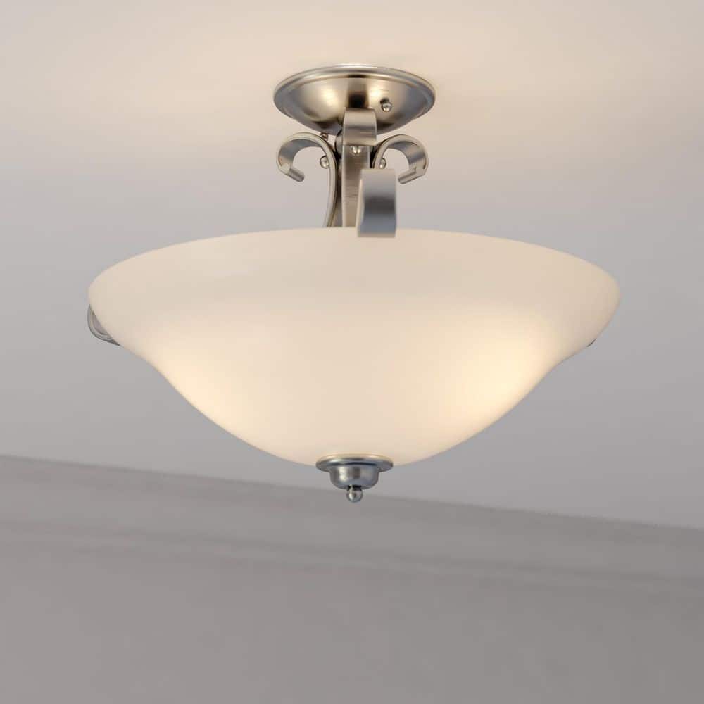 Monrovia 17 in. W Brushed Nickel Dual Mount Semi Flush Ceiling Light or Pendant price history on PriceWatchPro