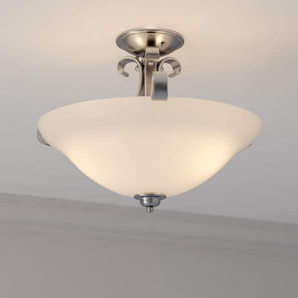 VAXCEL Monrovia 17 in. W Brushed Nickel Dual Mount Semi Flush Ceiling Light or Pendant
