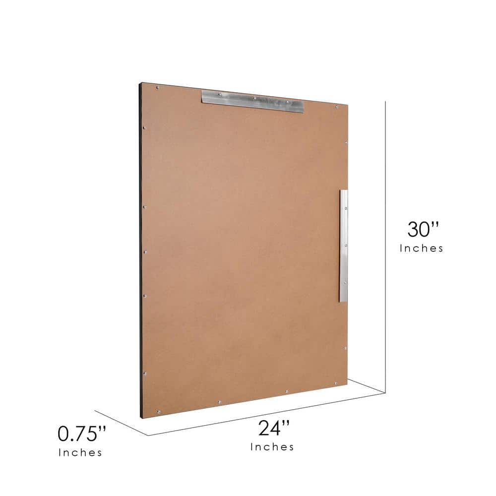 Elegant 24x30 Rectangular Wood and Silver Beveled Wall Mirror