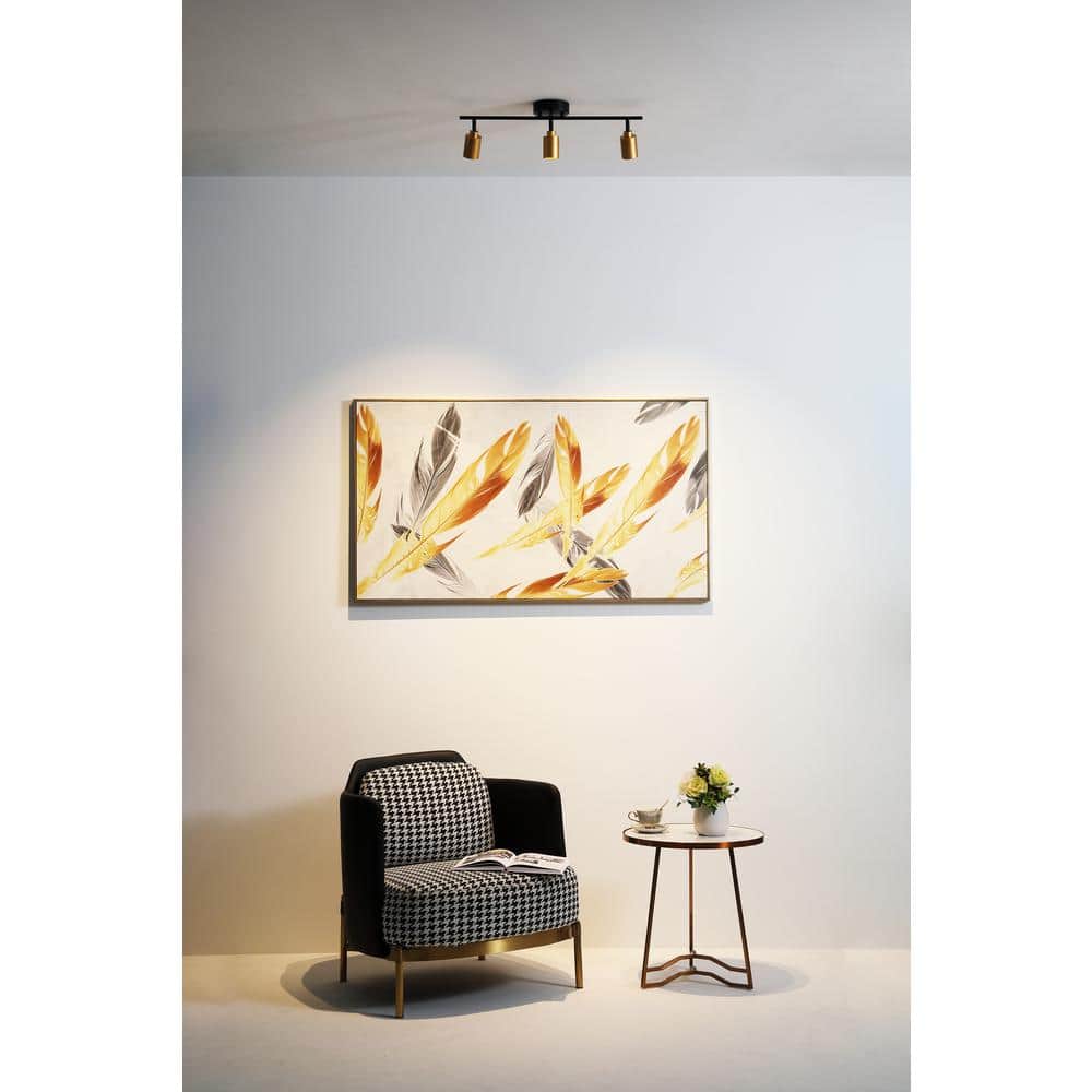 Shura 3-Head Matte Black and Gold LED Track Light