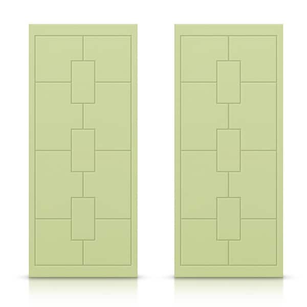 CALHOME 60 in. x 80 in. Hollow Core Sage Green Painted Composite MDF Interior Double Closet Sliding Doors