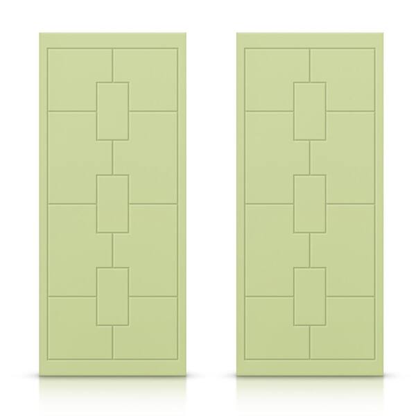 CALHOME 60 in. x 84 in. Hollow Core Sage Green Painted Composite MDF Interior Double Closet Sliding Doors