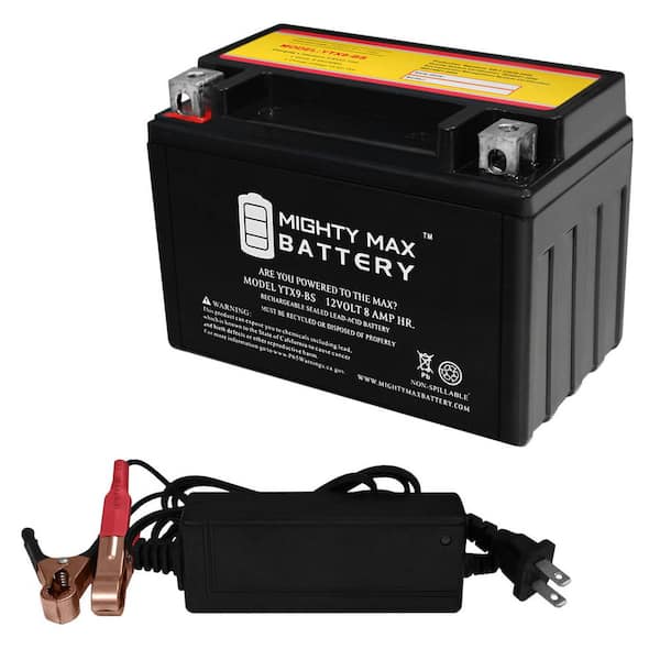 MIGHTY MAX BATTERY YTX9-BS Replacement Battery Compatible with Royal Enfield Classic 350, Meteor 350 22 + 12V 2Amp Charger