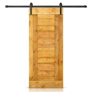 24 in. x 84 in. Colonial Maple Stained DIY Knotty Pine Wood Interior Sliding Barn Door with Hardware Kit
