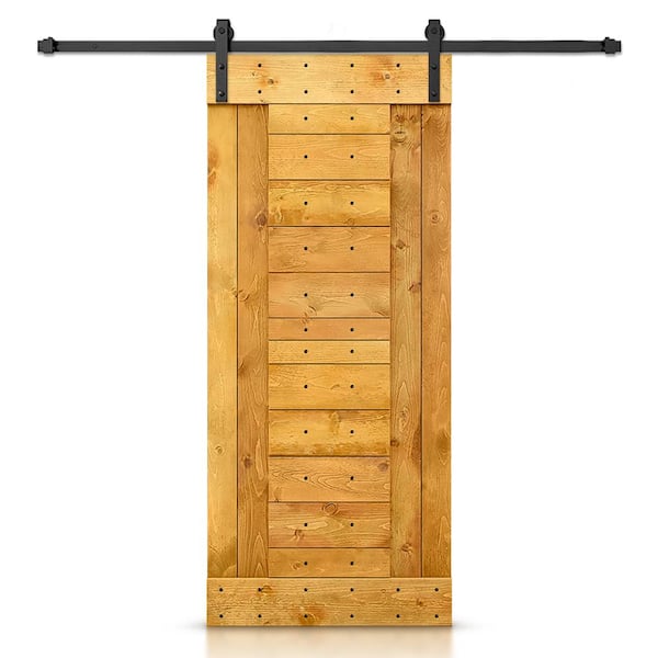 CALHOME 24 in. x 84 in. Colonial Maple Stained DIY Knotty Pine Wood Interior Sliding Barn Door with Hardware Kit