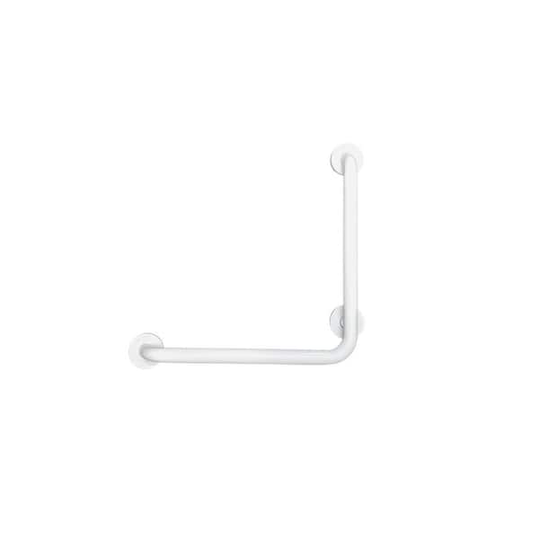 CSI Bathware 12 in. x 12 in. Left Hand Vertical Angle Grab Bar in Powder White