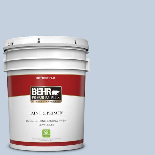 BEHR PREMIUM PLUS 5 gal. #580E-2 Saltwater Flat Low Odor Interior Paint & Primer