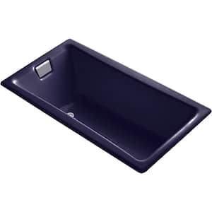 Tea-for-Two 60 in. x 32 in. Soaking Bathtub with Reversible Drain in Indigo Blue