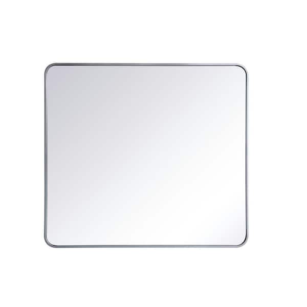 Unbranded Timeless Home 36 in. W x 40 in. H x Modern Soft Corner Metal Rectangle Silver Mirror