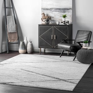 Thigpen Contemporary Stripes Gray 3 ft. x 5 ft. Area Rug