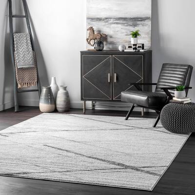 Thigpen Contemporary Stripes Gray 8 ft. x 10 ft. Area Rug