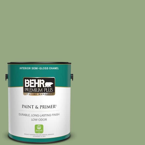 BEHR PREMIUM PLUS 1 gal. #M380-5 Hillside Grove Semi-Gloss Enamel Low Odor Interior Paint & Primer