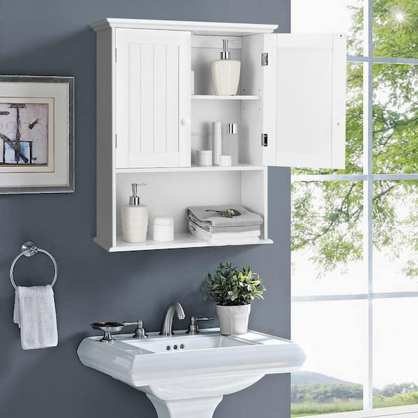 7.9 in.W Wall Mount Bathroom Cabinet Storage Organizer in White