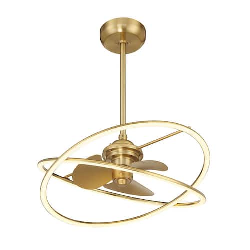 Dorado 25 in. W Indoor Warm Brass Integrated LED Ceiling Fan D´Lier with Frosted Acrylic Glass and Remote Included Savoy House Ceiling Fans With Lights