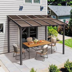 Raymond 8 ft. x 10 ft. Modern Outdoor Metal Frame Hardtop Gazebo with Brown Polycarbonate Roof Permanent Pavilion