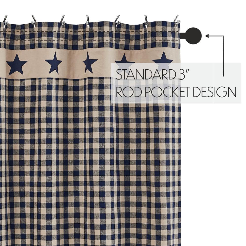 Navy and Khaki Cotton Americana Shower Curtain 72x72