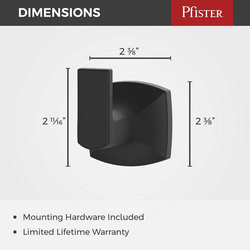 Matte Black Metal Wall-Mounted Single Robe Hook