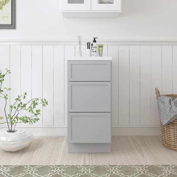 Vanity Art 15 in. W x 21 in. D x 32.5 in. H 3-Drawers Bath Vanity Cabinet Only in Gray