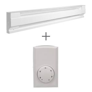 48 in. 240/208-volt 1,000/750-watt Electric Baseboard Heater in White with Wall Thermostat