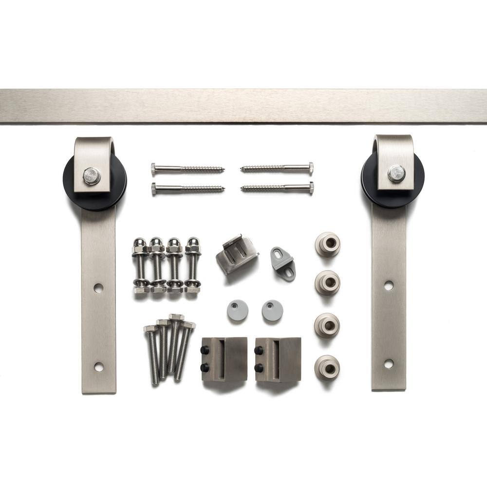 Satin Nickel 96" Sliding Barn Door Track Hardware Kit