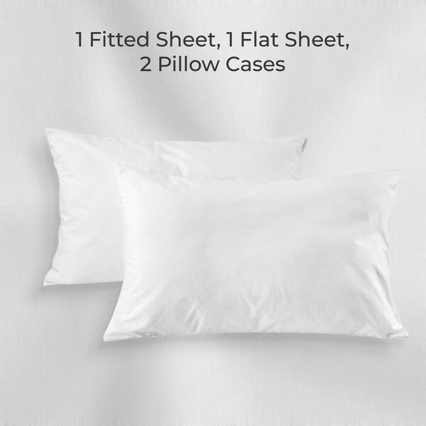 4 Peice Fitted Bed Sheet Set Deep Pocket Pillows and Flat Hotel Quality Bargain 