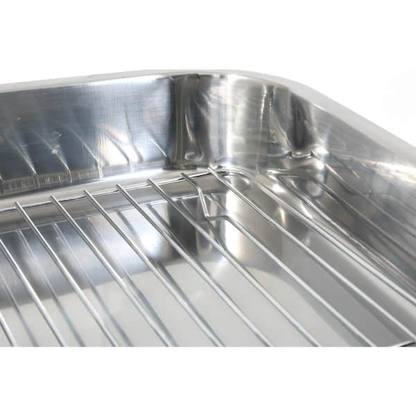 Large Stainless Steel Roasting Tray Oven Pan Dish Baking Roaster Tin Grill  Rack