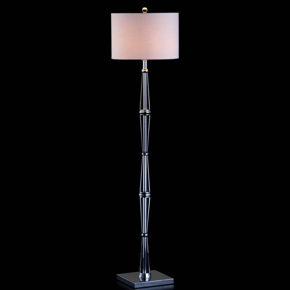Francine 60" Crystal Chrome Floor Lamp with White Drum Shade