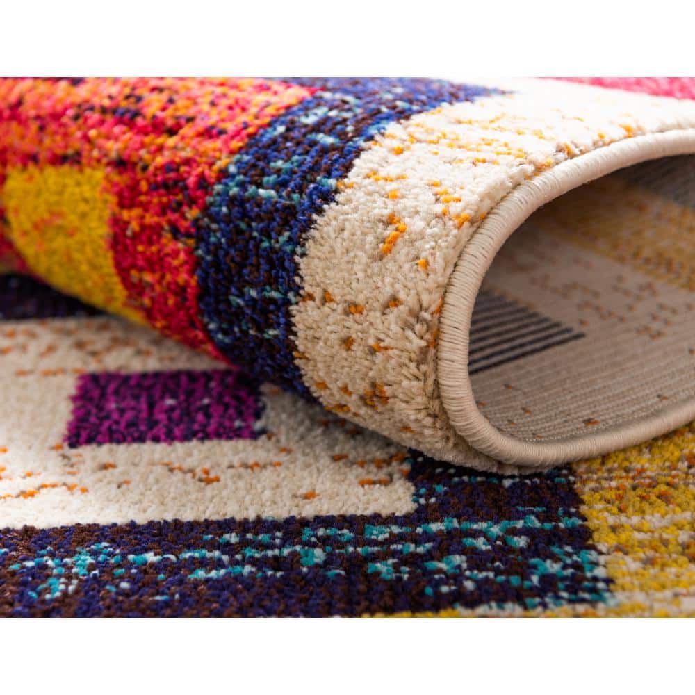 Vivid Estrella 5' x 8' Multicolor Geometric Synthetic Area Rug