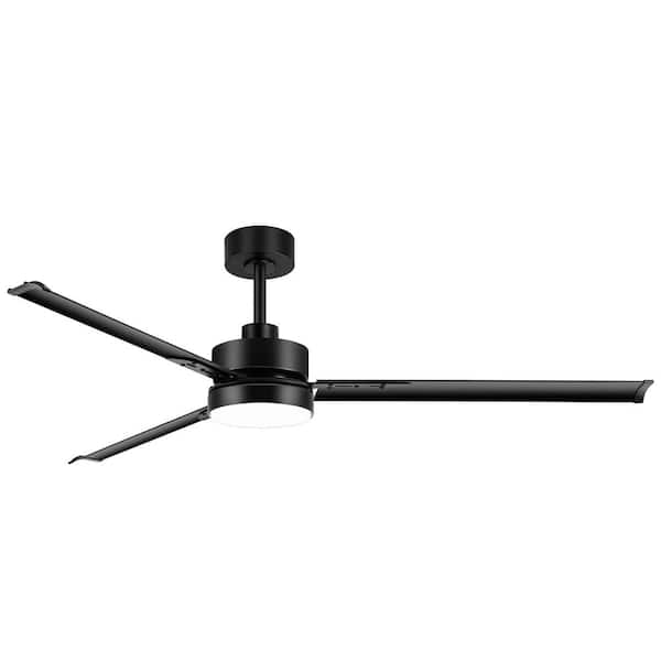 Cecil 65 in. Indoor 120-Volt Black-Aluminum-Blade Black Industrial Ceiling Fan with Integrated LED and Remote Control